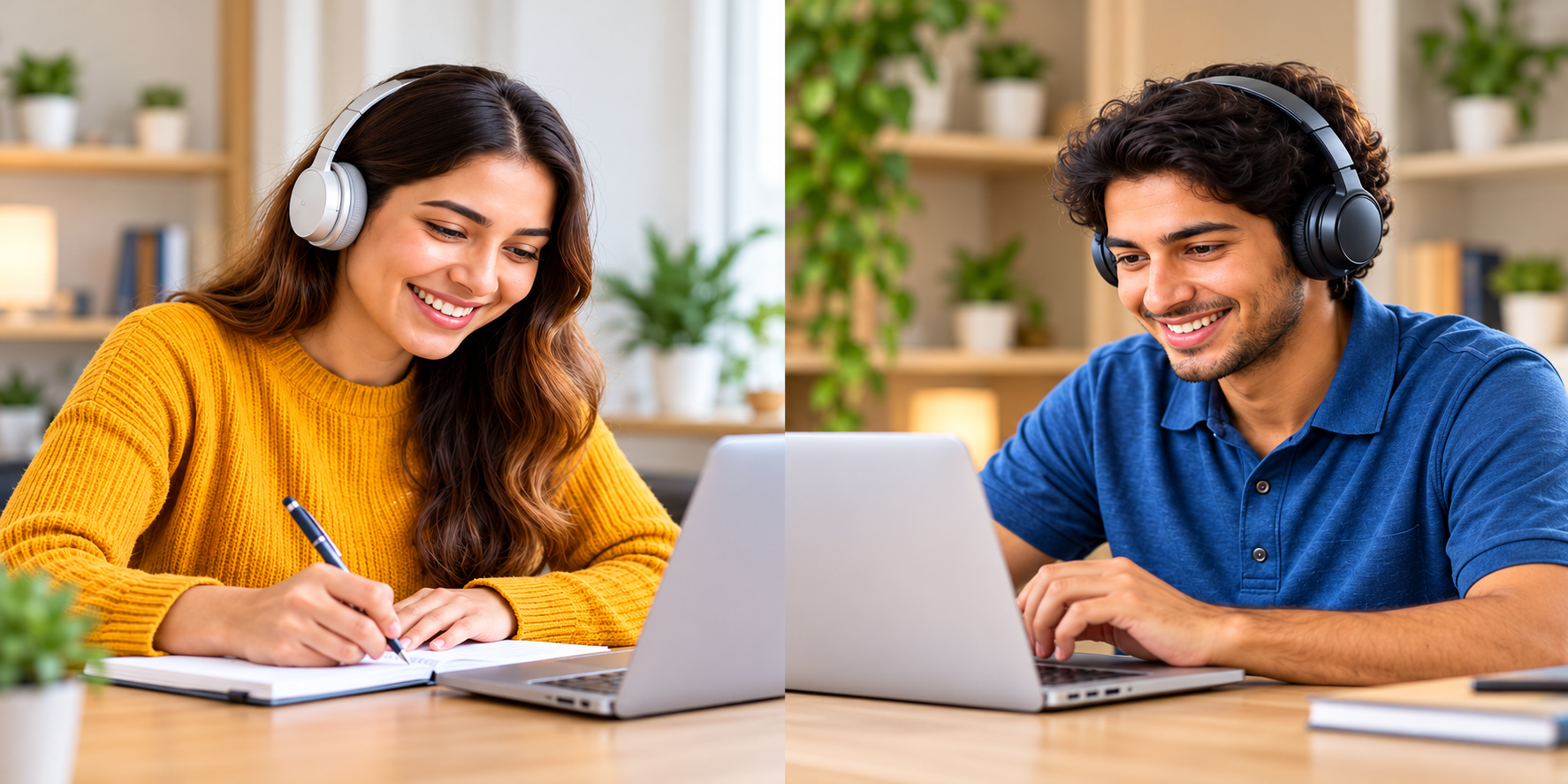 Learner taking notes during a live online class